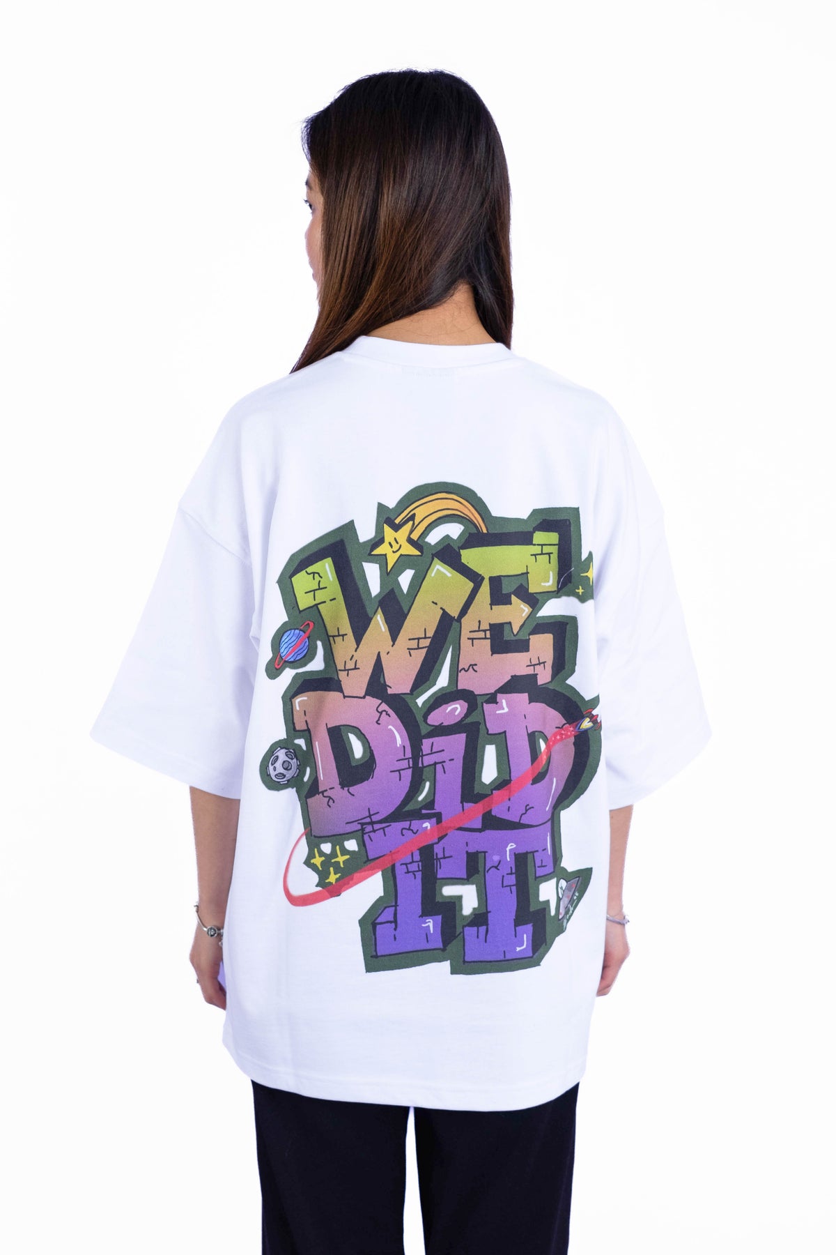 Oversize Tee „We-Did-It“ - Weiß